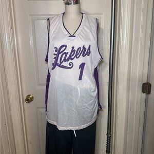 White and Purple Lakers Basketball Jersey